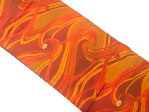 抽象荒波模様織り出し　名古屋帯